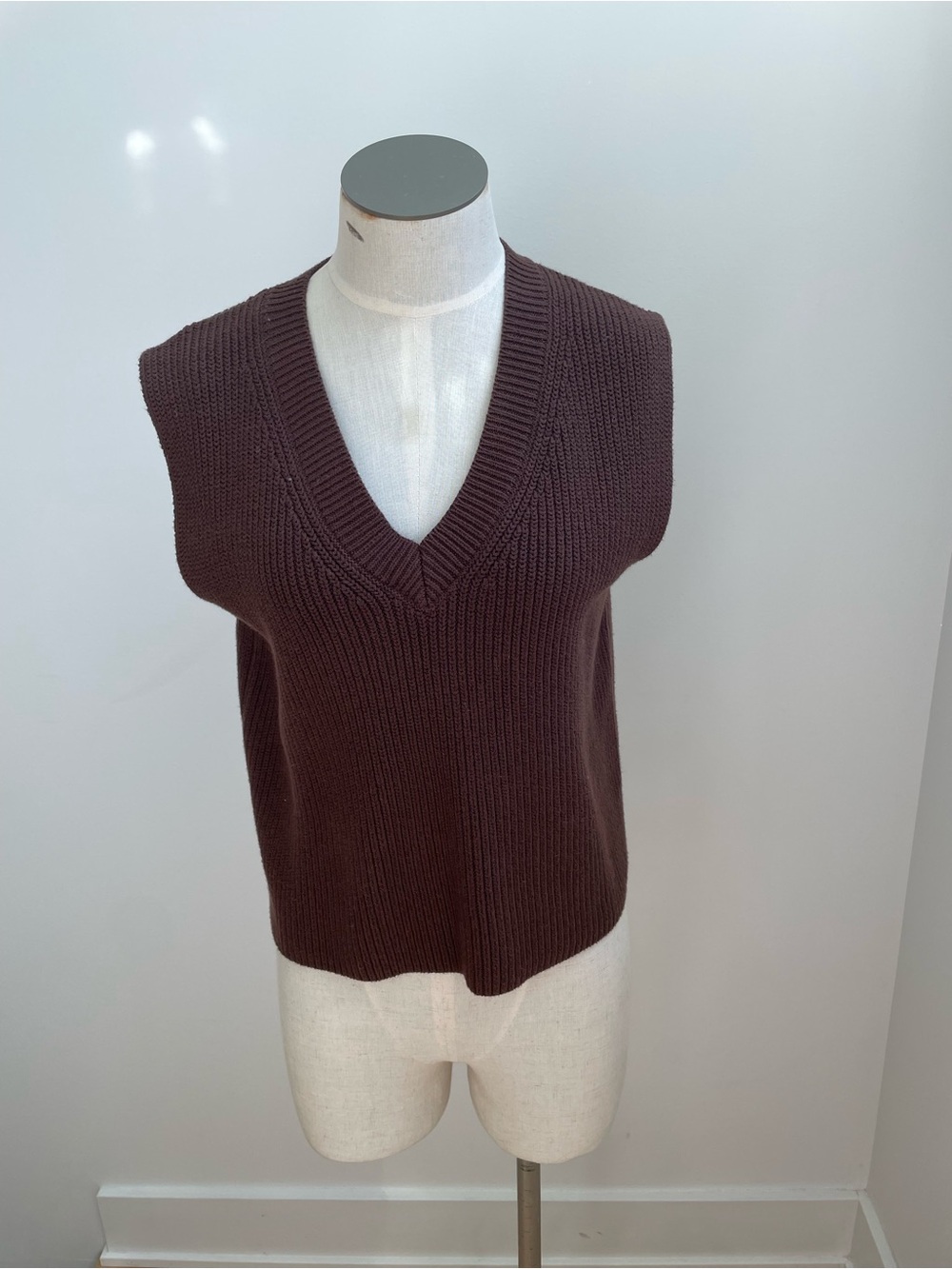 Zara Deep Brown V-Neck Knit Sweater Vest
